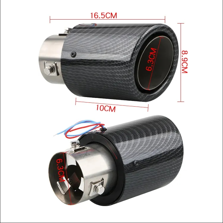 Carbon Fiber Car Exterior Accessories Muffler Tail Tips Car LED Exhaust Tail Pipe Ambient Litht