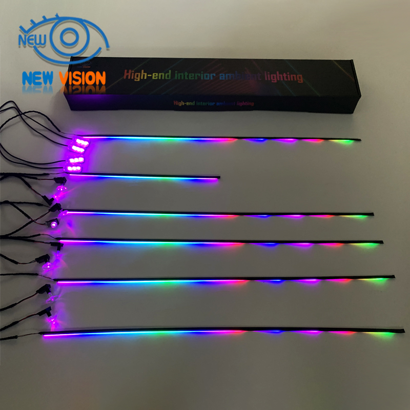 18 In1music Streamer Ambient Lighting Car Interior Accessories Dual Zone RGB 64 Neon LED Acrylic Strip Car Decor Atmosphere Lamp
