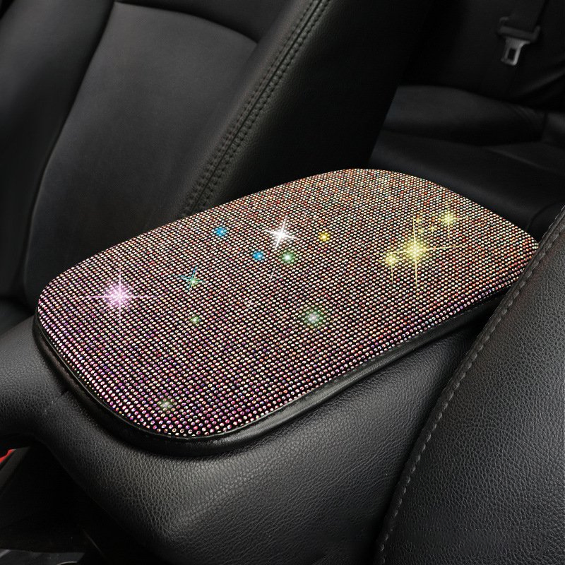 Auto Center Console Pad Rhinestone Bling Car Armrest Seat Box Cover Protector Universal Fit Diamond Car Decor Accessories