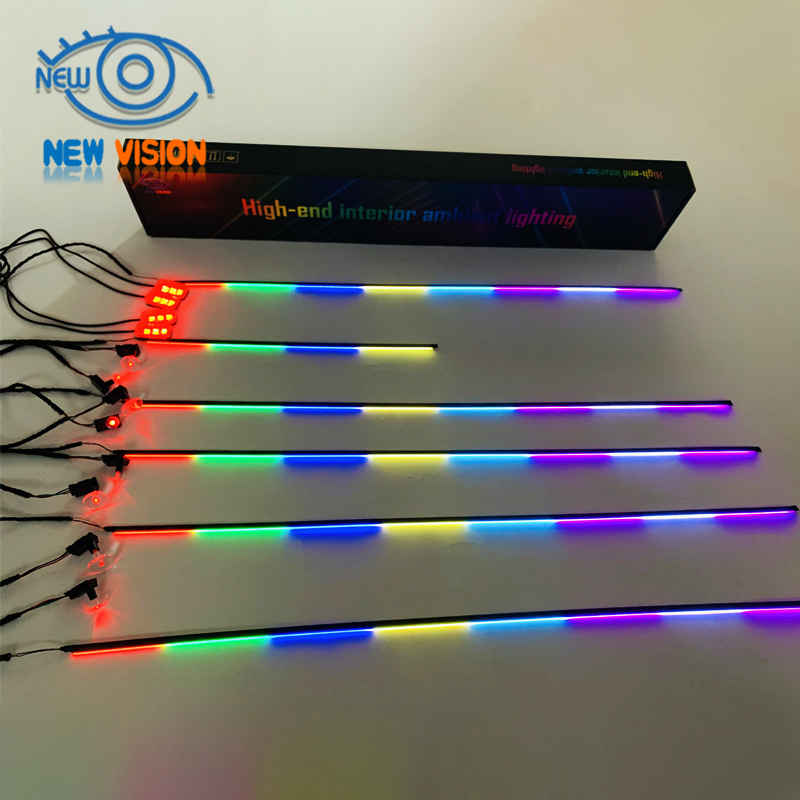 18 In1music Streamer Ambient Lighting Car Interior Accessories Dual Zone RGB 64 Neon LED Acrylic Strip Car Decor Atmosphere Lamp