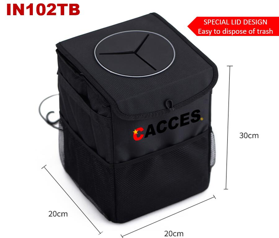 Car Bin with Lid,Car Trash Can,Foldable Car Trash Bag with Leakproof Interior Liner Storage Pocket,Car Storage,Garbage Can Adjustable Straps SUV/Car Accessories