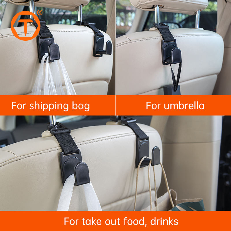 Car Accessories Car Seat Back Hook Car Headrest Hook Luggage Storage Hook Strong Organizer Hook for Wallet Cloth Sundries