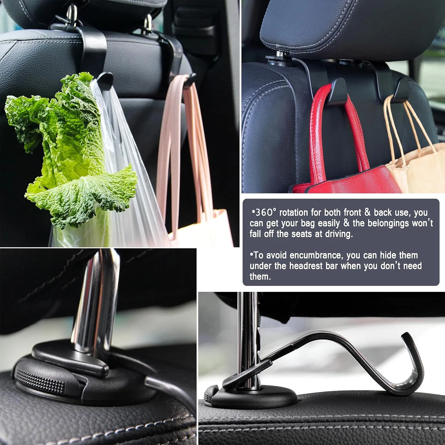 4PCS Car Rear Seat Hook Multi-Function Storage Ornaments Car Interior Accessories