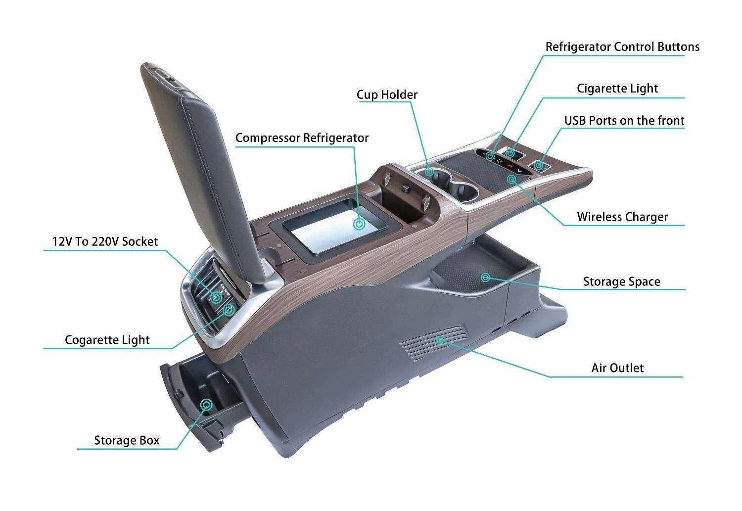 Car Central Organizer Control Box Armrest 4