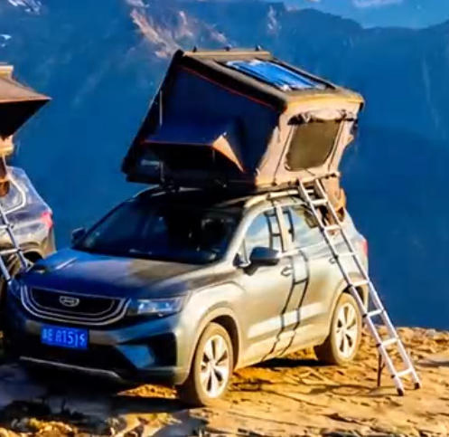 Travel Side Opening Hardshell Car Rooftop Tent for 4X4 Offroad Camping Includes Ladder Accessory