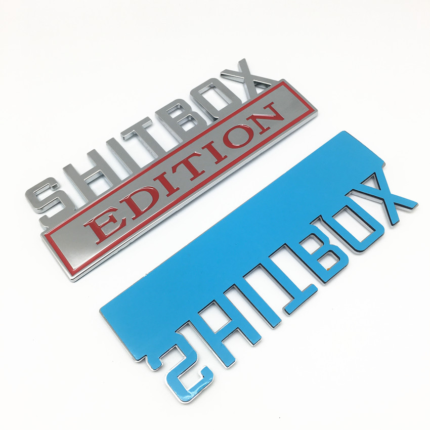 Shitbox Edition Emblem Fit for Silverado Camaro Emblem Fender Badge Decal Sticker Logo Car Accessories Car Parts Decoration ABS Plastic Big Size
