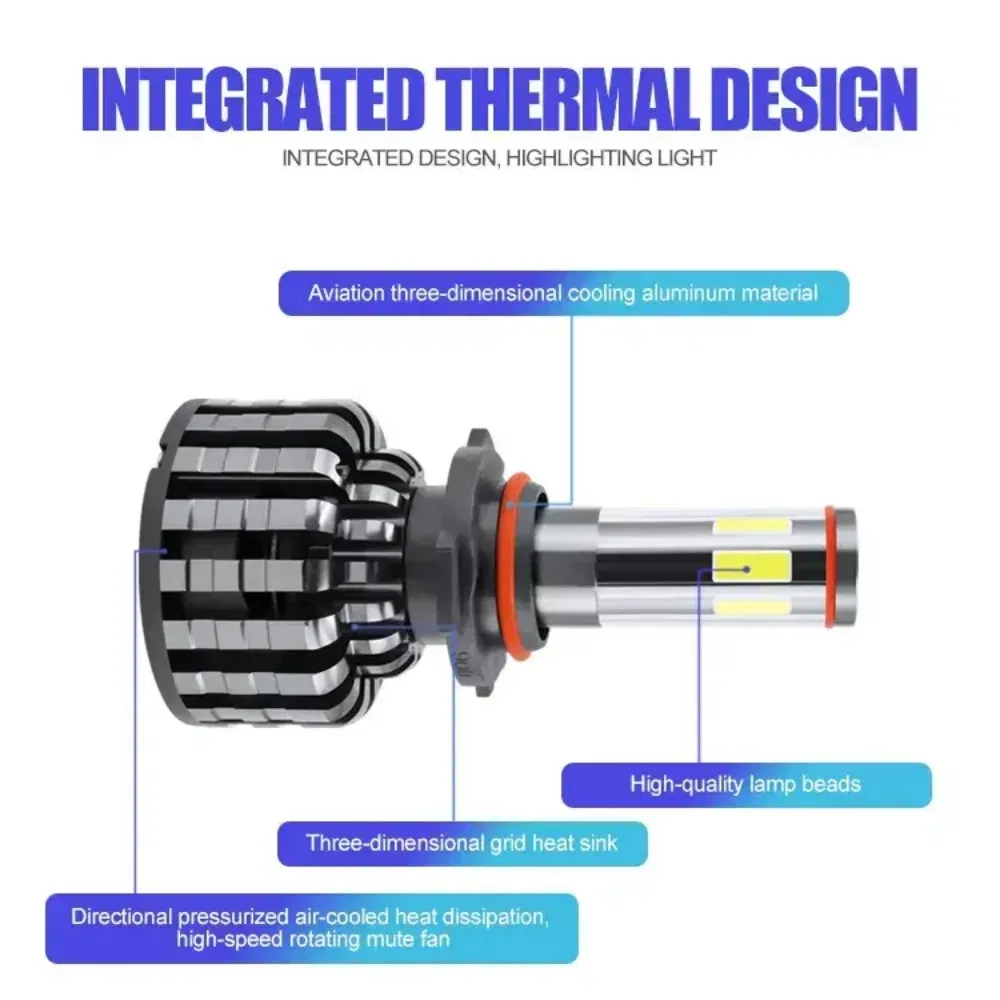 Car Accessories 6 Sides COB Chip 360 Degree Lighting H4 Motorcycle LED Headlight