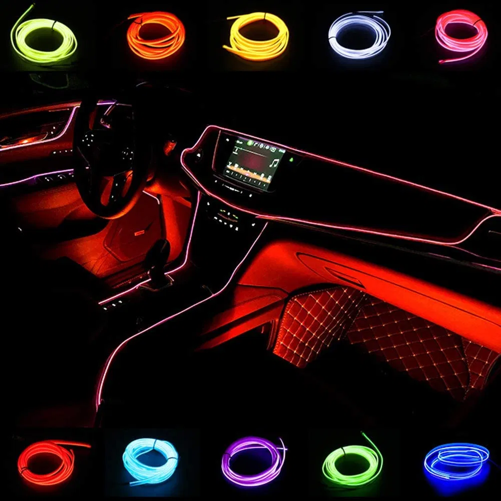 5m Car Interior Accessories Atmosphere Lamp EL Cold Light Line with USB DIY Decorative Dash Board Console Auto LED Ambient Light