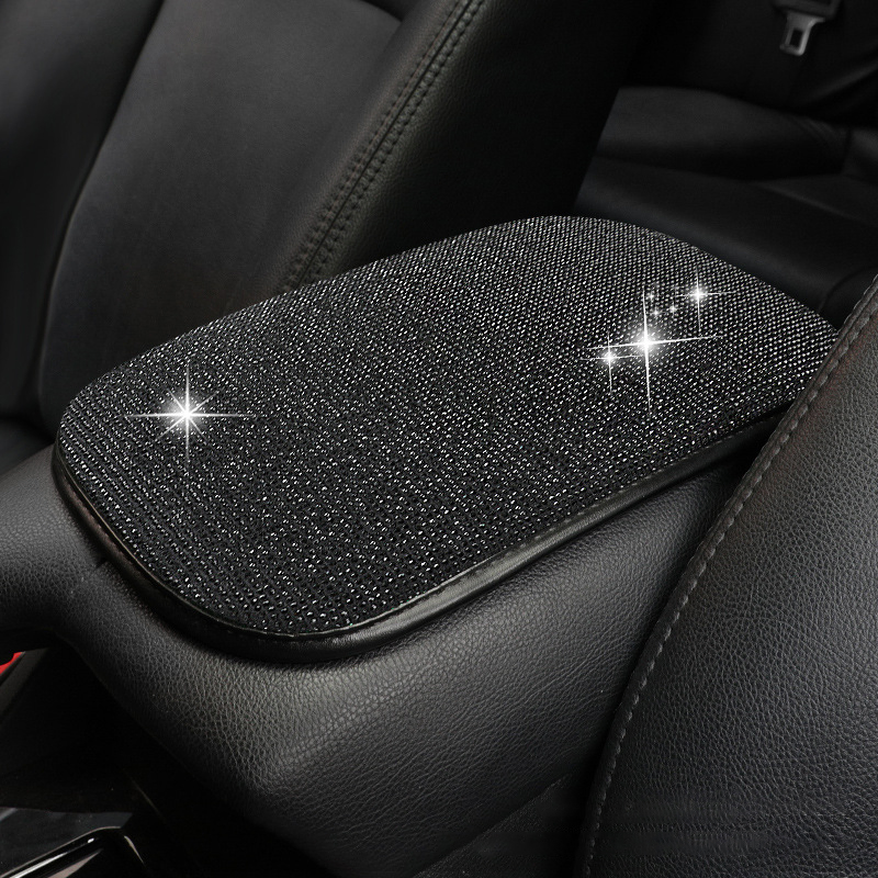 Auto Center Console Pad Rhinestone Bling Car Armrest Seat Box Cover Protector Universal Fit Diamond Car Decor Accessories