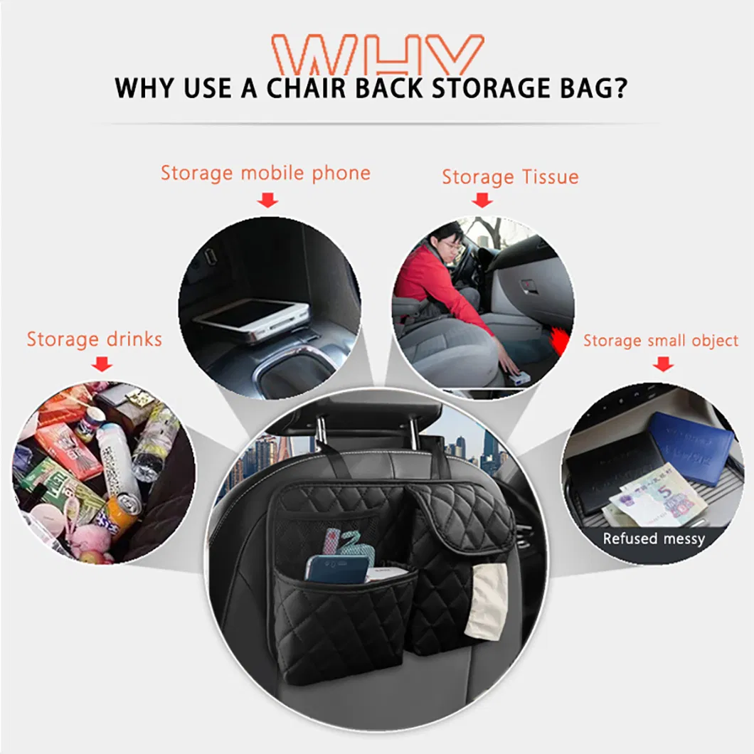 Backseat Car Organizer with Tissue Holder Leather Car Back Seat Organiser for Kids Car Travel Accessories with Net Pockets Front-Backseat Organizer Bag