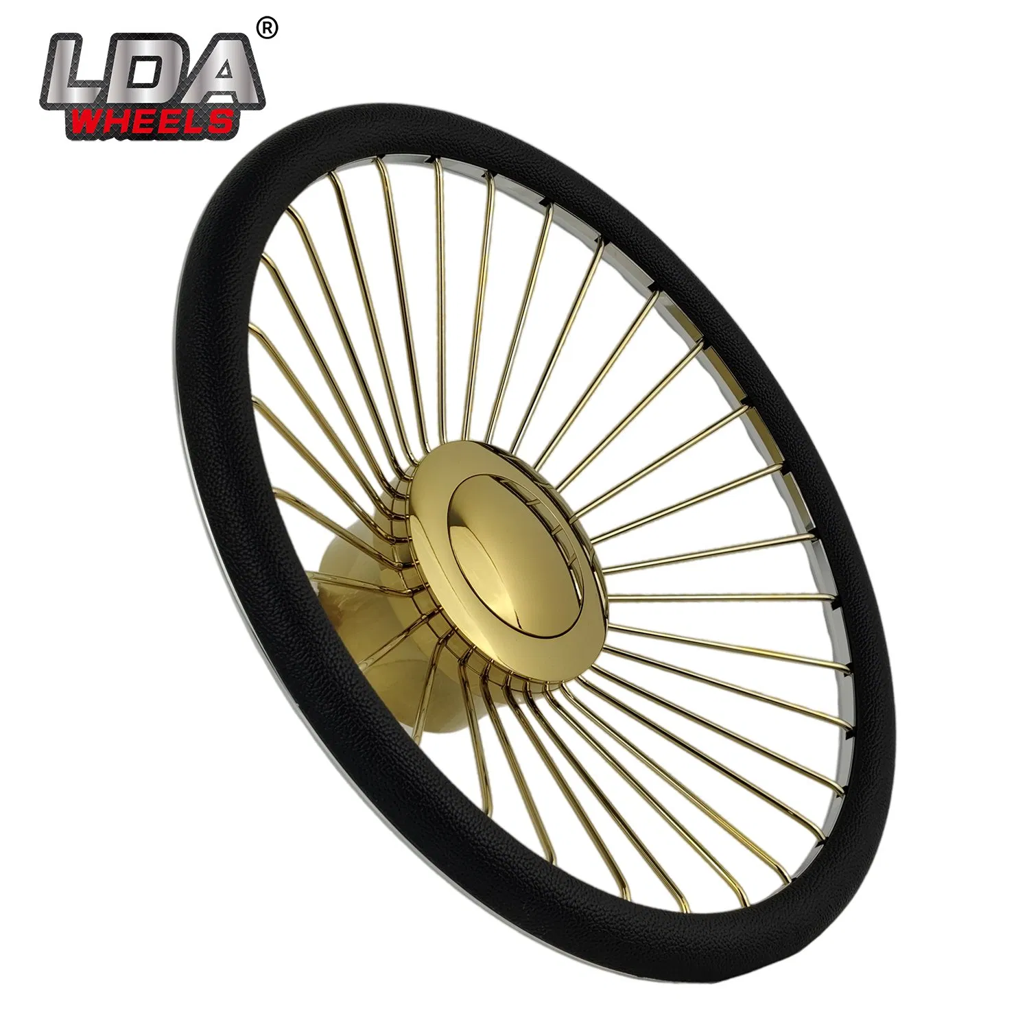 Car Decoration Classic Customizable Car Accessories Auto Parts 15" Alloy Gold Spoke Steering Wheel