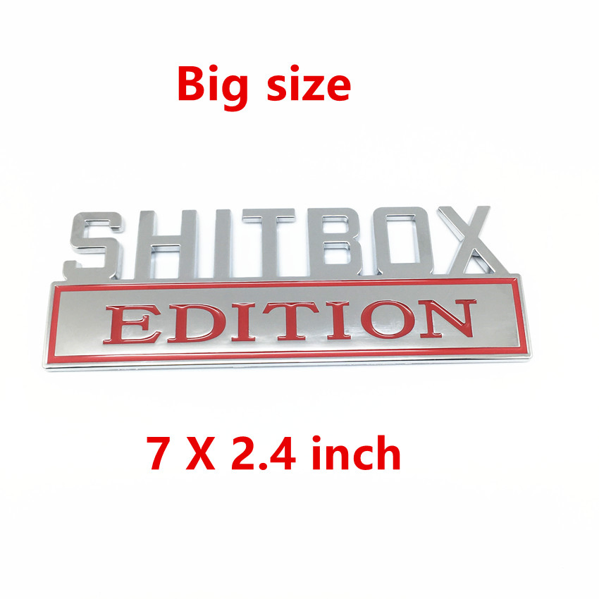 Shitbox Edition Emblem Fit for Silverado Camaro Emblem Fender Badge Decal Sticker Logo Car Accessories Car Parts Decoration ABS Plastic Big Size