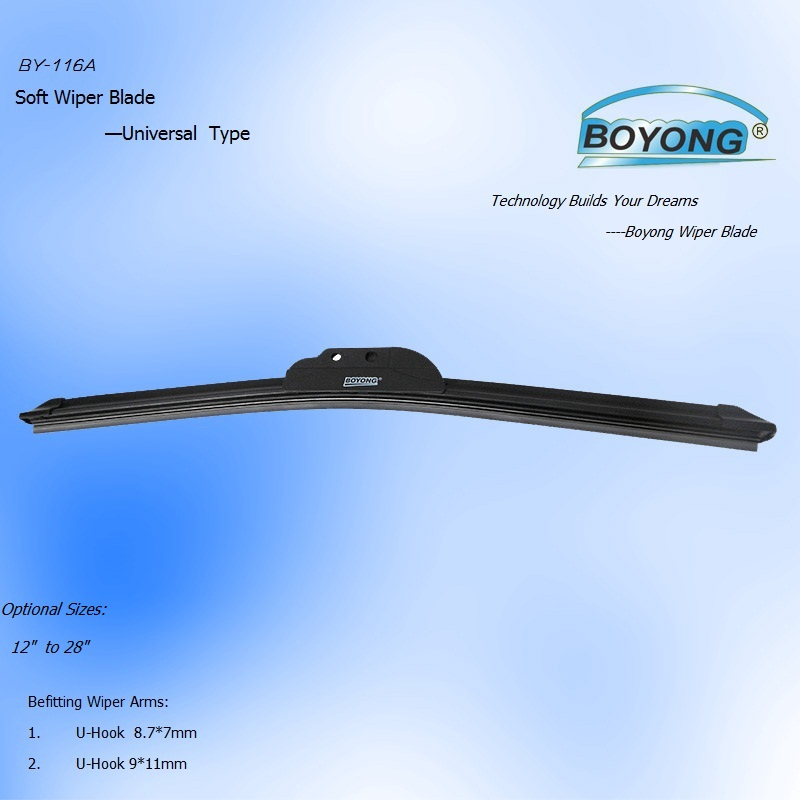 OEM Customed Wholesale Conventional Wiper Stock Universal Beam Natural Rubber Soft Flat Wiper Blade Frameless Car Wiper U Hook Wiper Auto Parts Car Accessories