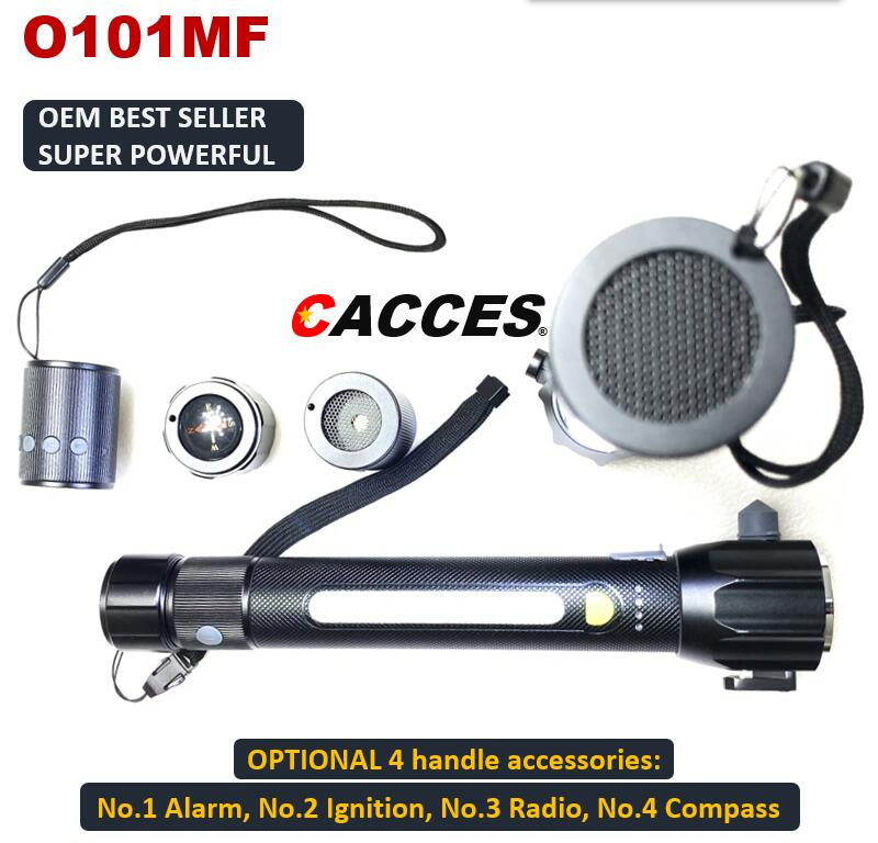 Multifunction LED Flashlight Indoor Flashlight Super Bright 5 Modes for Emergency Outdoor Car Use with Optional 4 Accessories for Compass, Radio, Alarm&Ignition