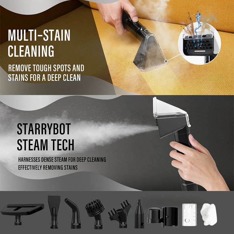 2026 Purolf Professional Portable Steam Spot Cleaner for Upholstery Furniture Car Seats Pet Stains Safe Home with 10 Accessories