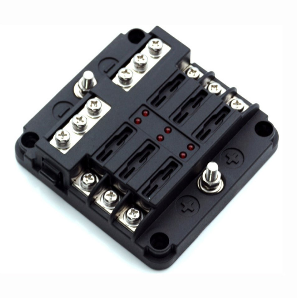 Universal 6-Way Blade Fuse Box Block Dustproof Marine Circuit Screw with Indicator Light RV Parts &amp; Accessories for Car Boat Marine