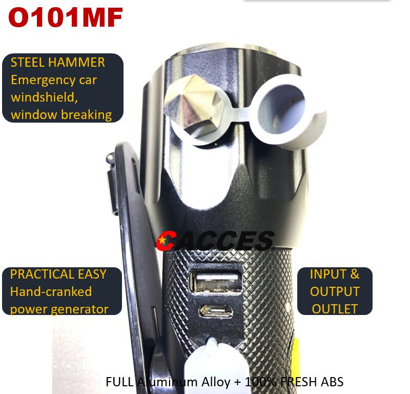 Multifunction LED Flashlight Indoor Flashlight Super Bright 5 Modes for Emergency Outdoor Car Use with Optional 4 Accessories for Compass, Radio, Alarm&Ignition