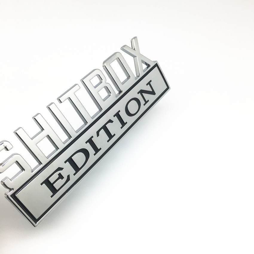 Shitbox Edition Emblem Fit for Silverado Camaro Emblem Fender Badge Decal Sticker Logo Car Accessories Car Parts Decoration ABS Plastic Big Size