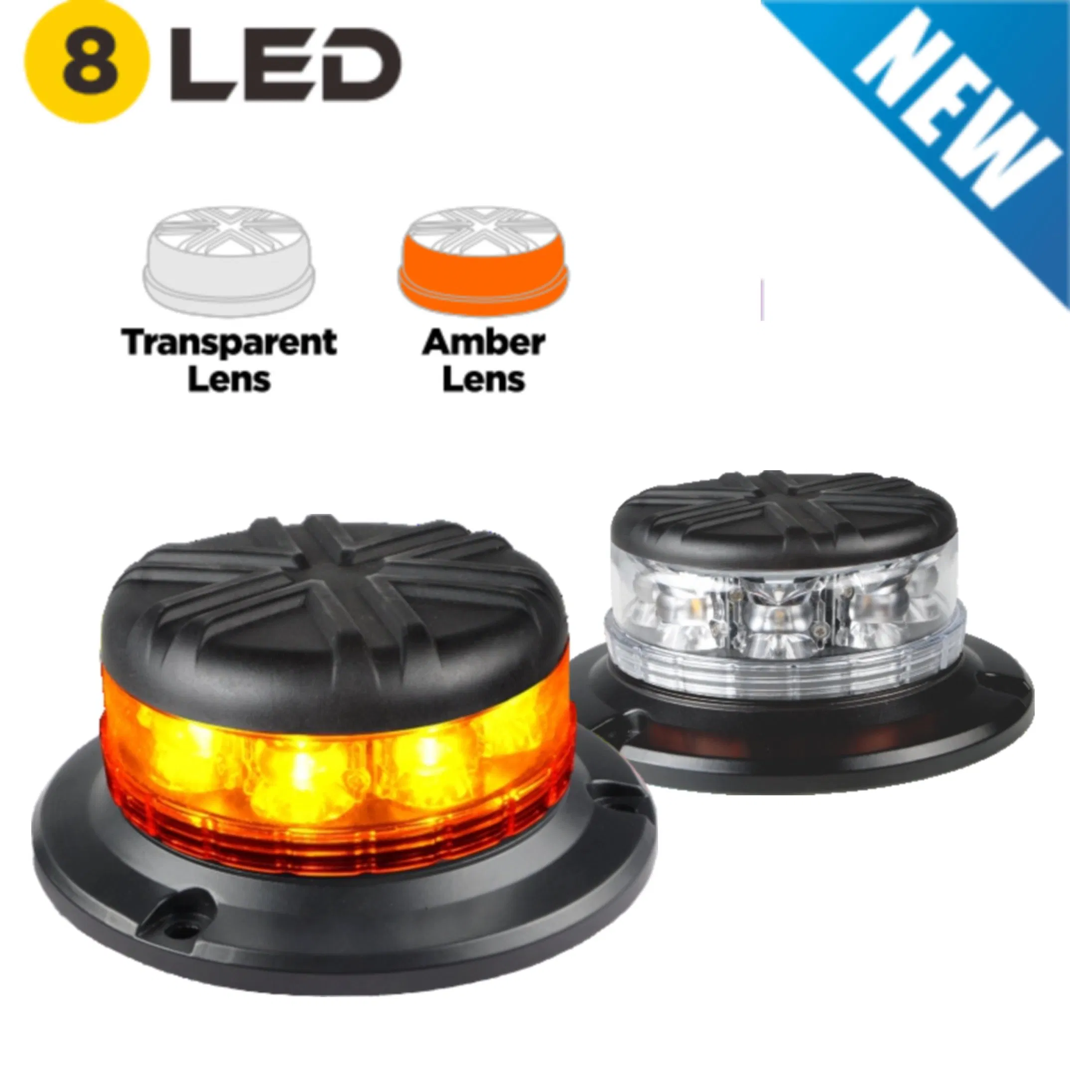 Flexible DIN Base Amber Rotating LED Emergency Beacon Light for Car Accessory