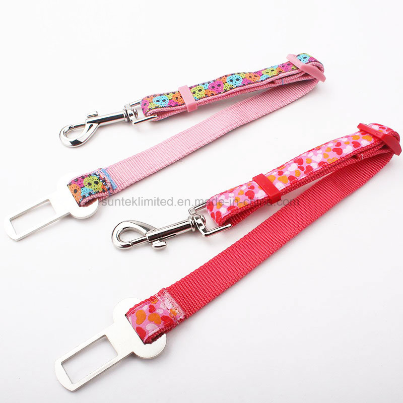 Custom 2022 Fashion Adjustable Dog Cat Safety Car Seat Belt Nylon Dog Car Seatbelts Safety Leash Collar Pet Accessories for Promotion