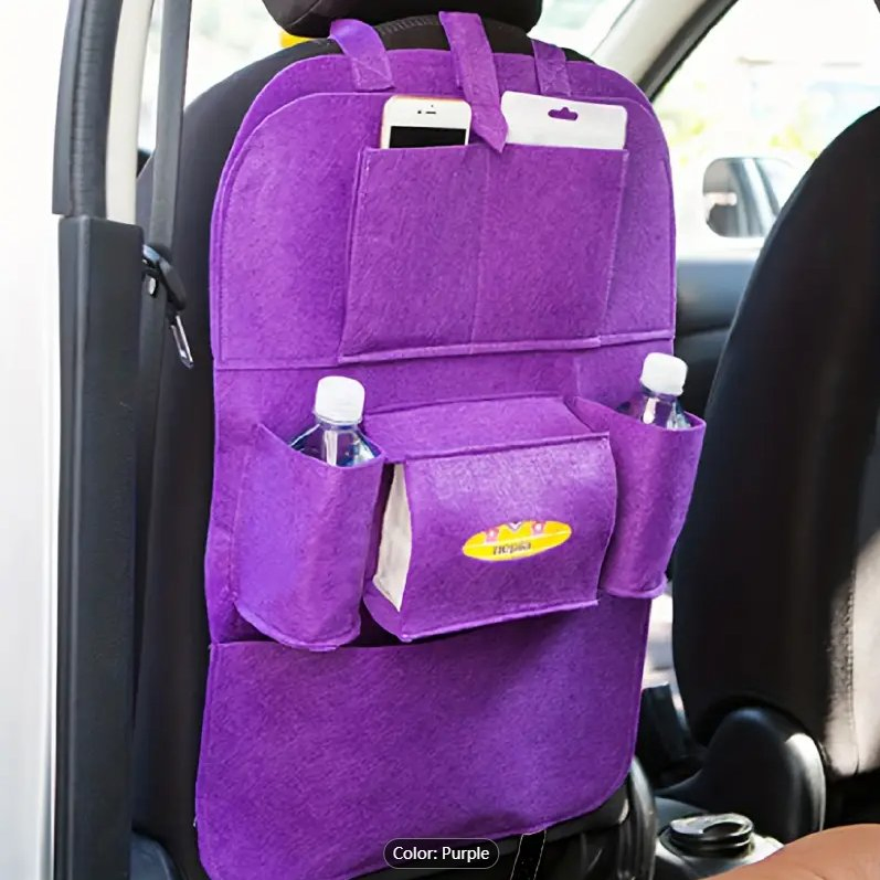 Versatile Car Travel Accessories: Multi-Pocket Felt Backseat Car Organizer with Tablet Holder