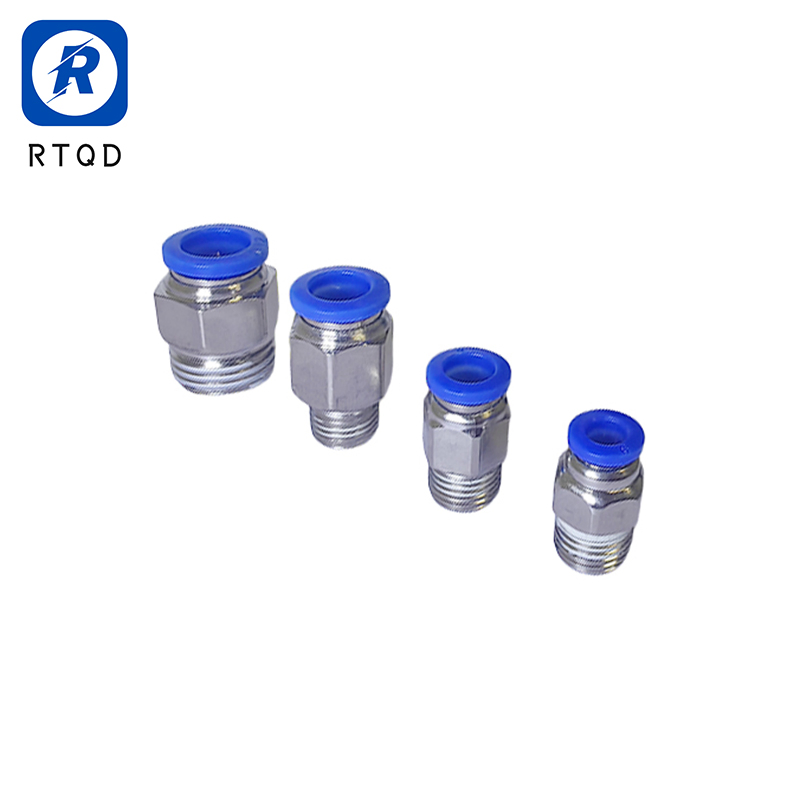Conector Rápido Pneumático de Baixa Qualidade com Botão Azul, Conexão de União Bulkhead em Cobre, Conector Reto Pneumático em Promoção, Venda por Atacado de Conexões Pneumáticas