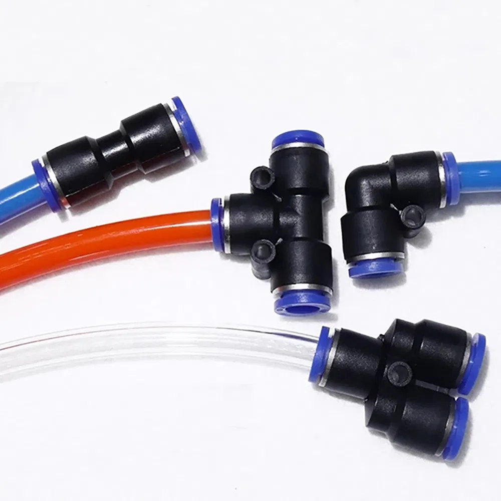 Acoplamento de ar pneumático de plástico tipo azul, conexão rápida para mangueira, tubo PU, encaixe de inserção, conector OEM e ODM