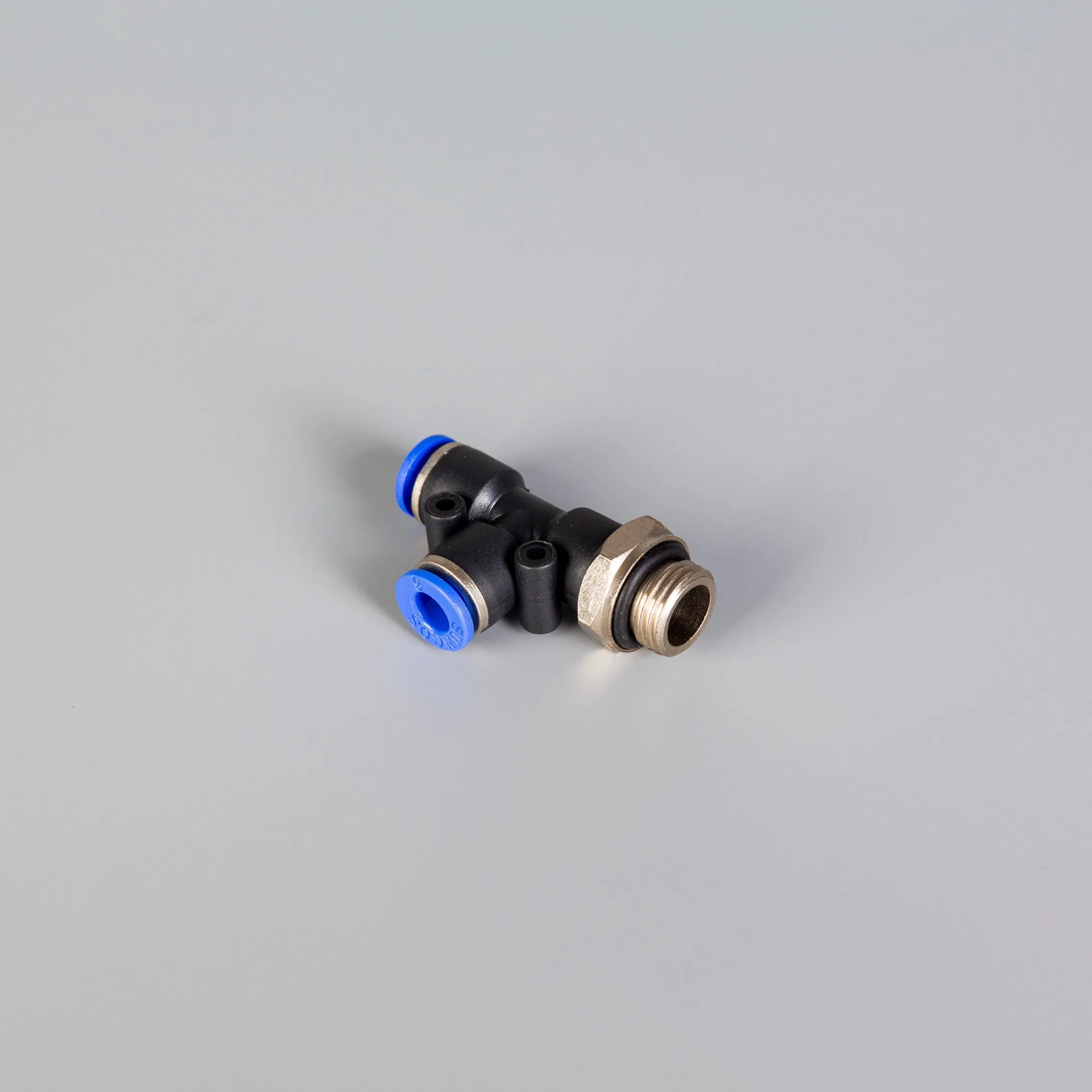 Conector Rápido de Tubo Pneumático Três Vias Rosqueado para Ar