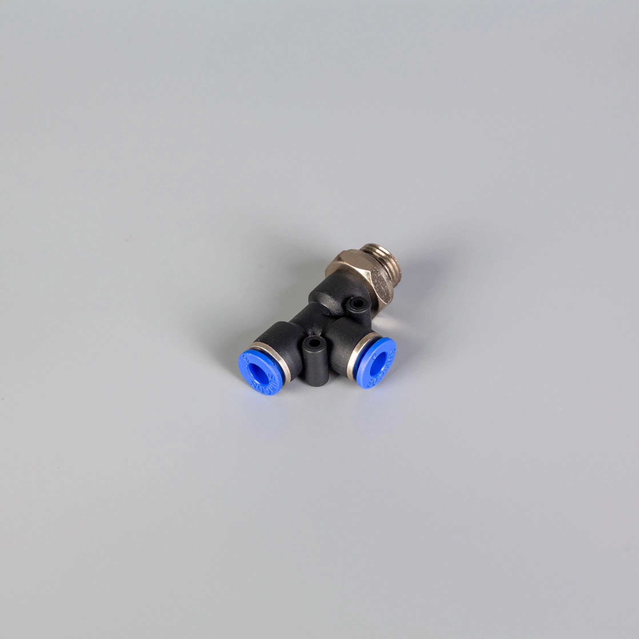 Conector Rápido de Tubo Pneumático Três Vias Rosqueado para Ar