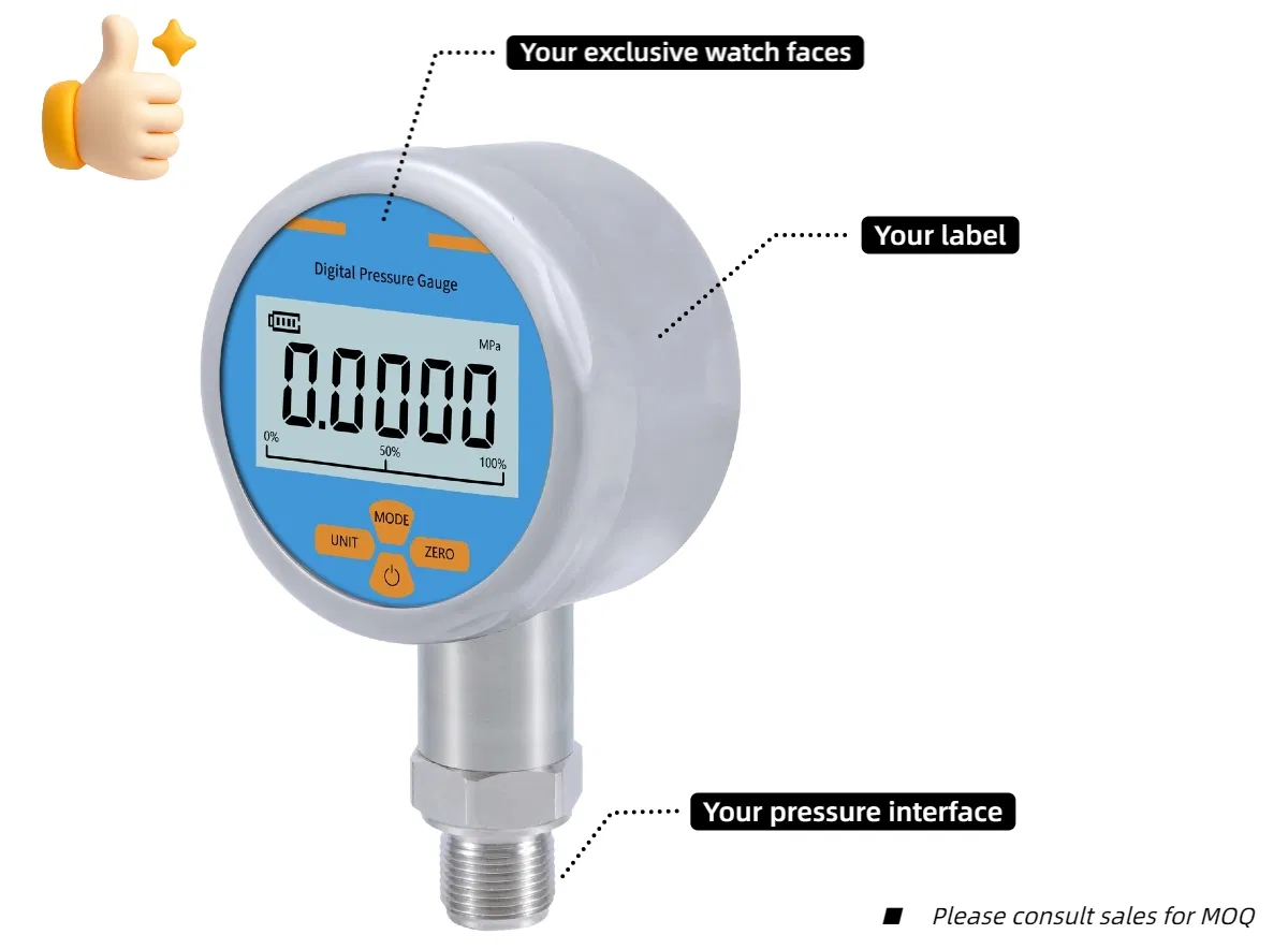 80mm discar 5 bits display LCD fornecimento de bateria manômetro de pressão alta precisão manômetro digital de pressão fácil de equipar uso rápido manômetro de aço inoxidável