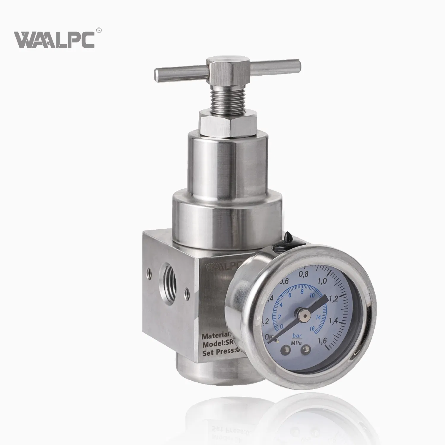 Asco 1/4'', 1/2'' SUS316 Regulador de Pressão de Ar Comprimido Pneumático em Aço Inoxidável com Manômetro e Filtro para Vaso 5um 40um NPT/PT/G