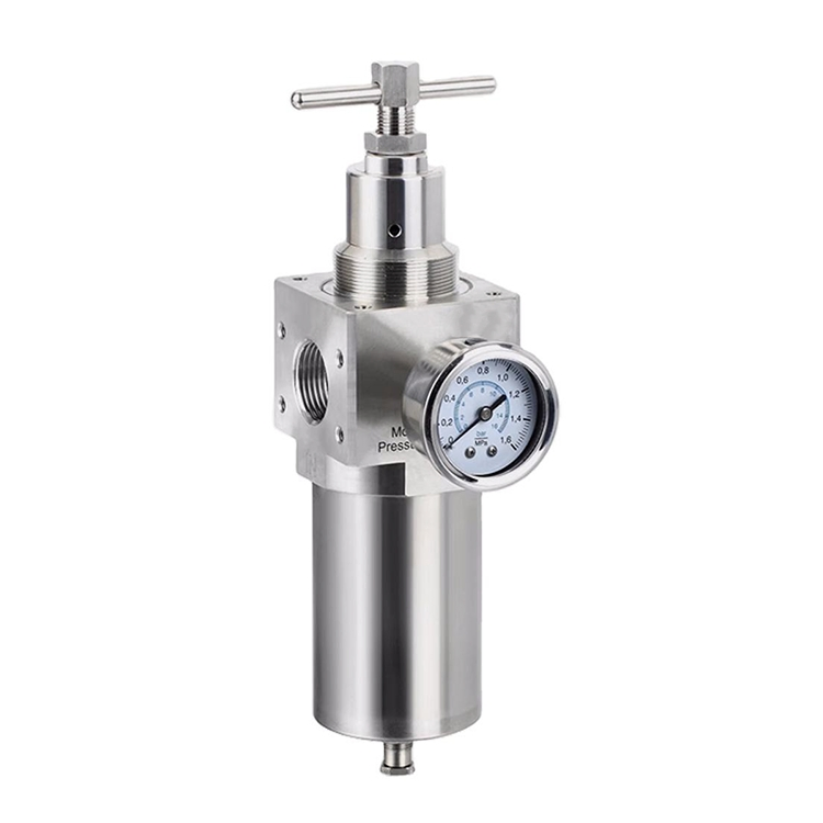 Filtro de Ar de Regulador Pneumático de Aço Inoxidável 316L de Alta Qualidade Sfr200 Sfr400 Sfr600 com Suporte e Manômetro 0-4MPa