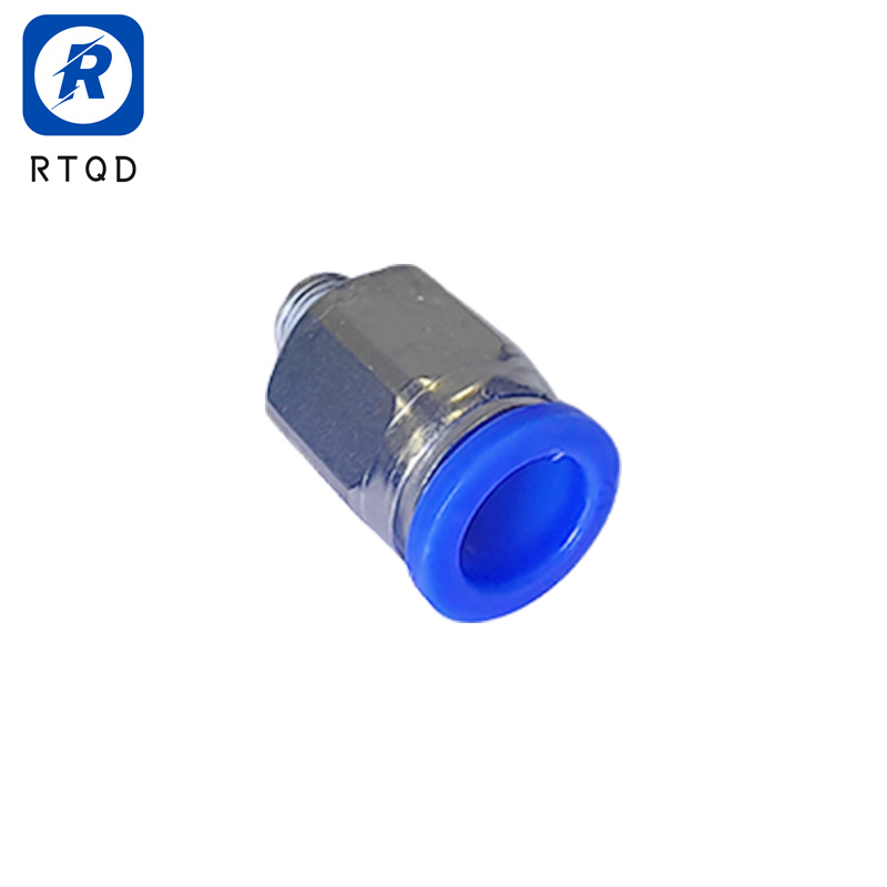 Conector Rápido Pneumático de Baixa Qualidade com Botão Azul, Conexão de União Bulkhead em Cobre, Conector Reto Pneumático em Promoção, Venda por Atacado de Conexões Pneumáticas