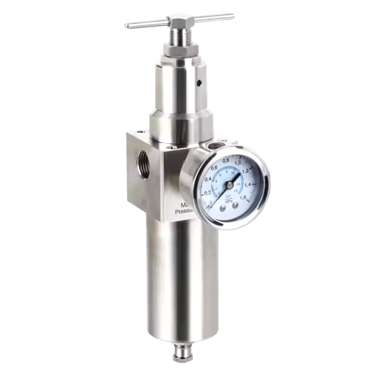 Filtro de Ar de Regulador Pneumático de Aço Inoxidável 316L de Alta Qualidade Sfr200 Sfr400 Sfr600 com Suporte e Manômetro 0-4MPa