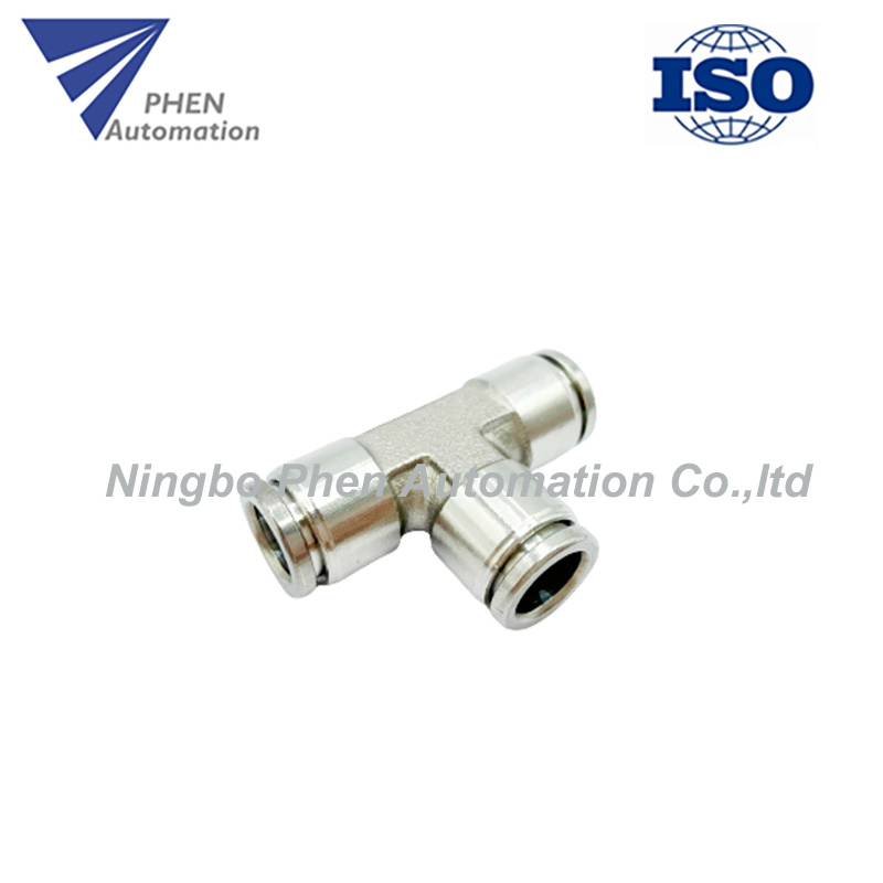 3 Conector Reto em Forma de T PE Série 1/8 1/4 3/8 1/2 Conexões Pneumáticas de Aço Inoxidável de Conexão Rápida