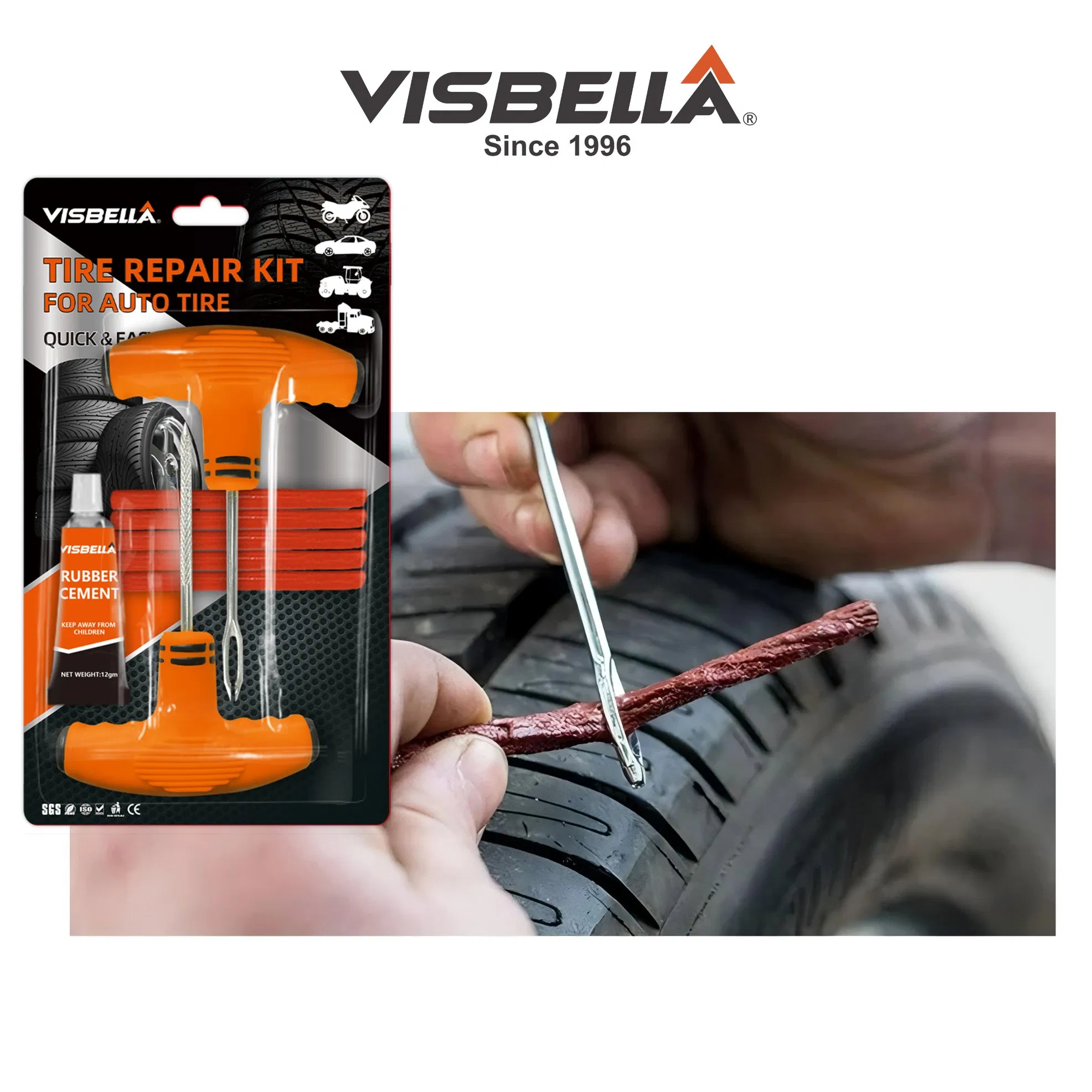 Kit de Reparação de Pneus Visbella para Bicicleta