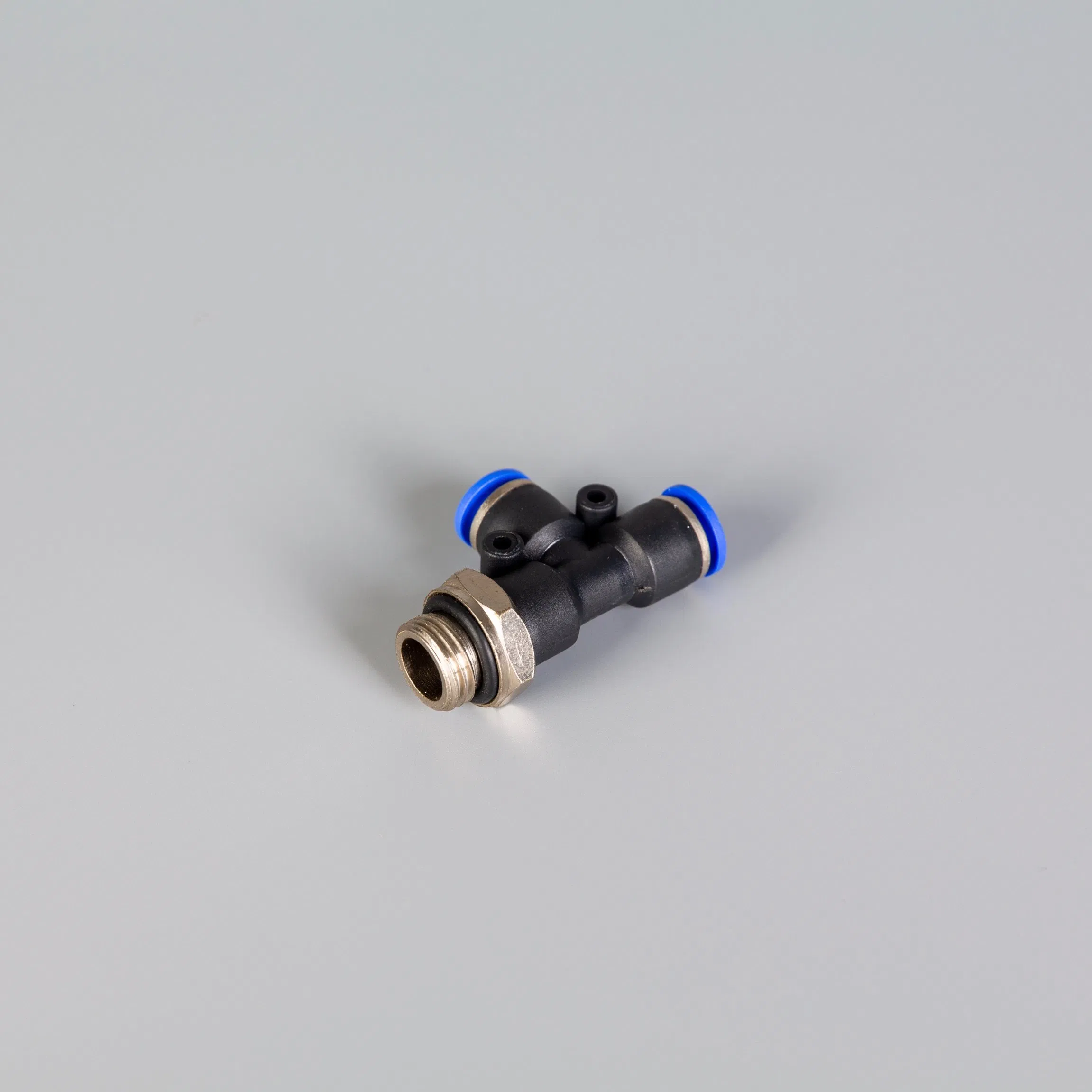 Conector Rápido de Tubo Pneumático Três Vias Rosqueado para Ar