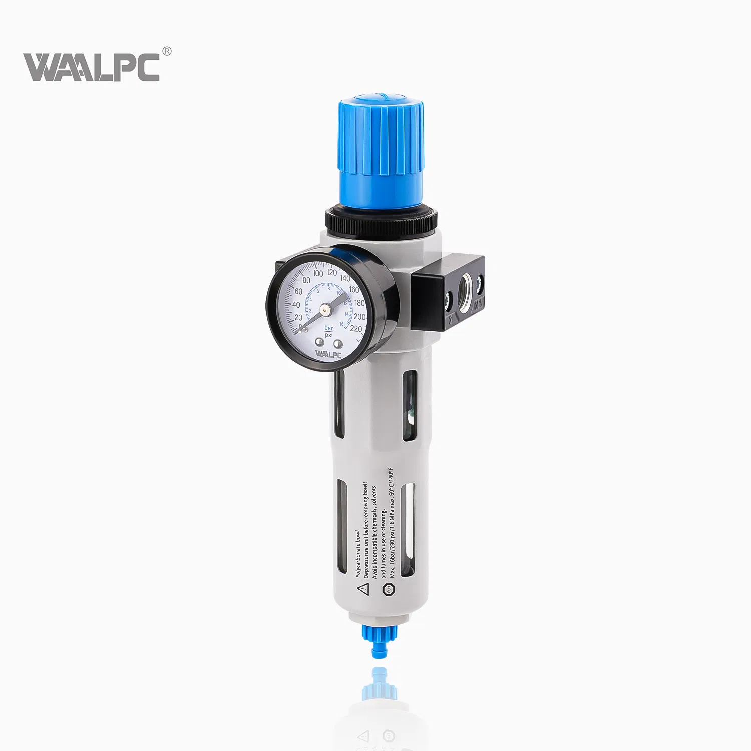 Waalpc 1/8" 1/4" 1/2" 5um 40um Tratamentos de Fonte de Ar Pneumático Frl Filtro de Ar Regulador Lubrificador Comprimido 3 Unidades de Manutenção de Combinação para Ar Comprimido