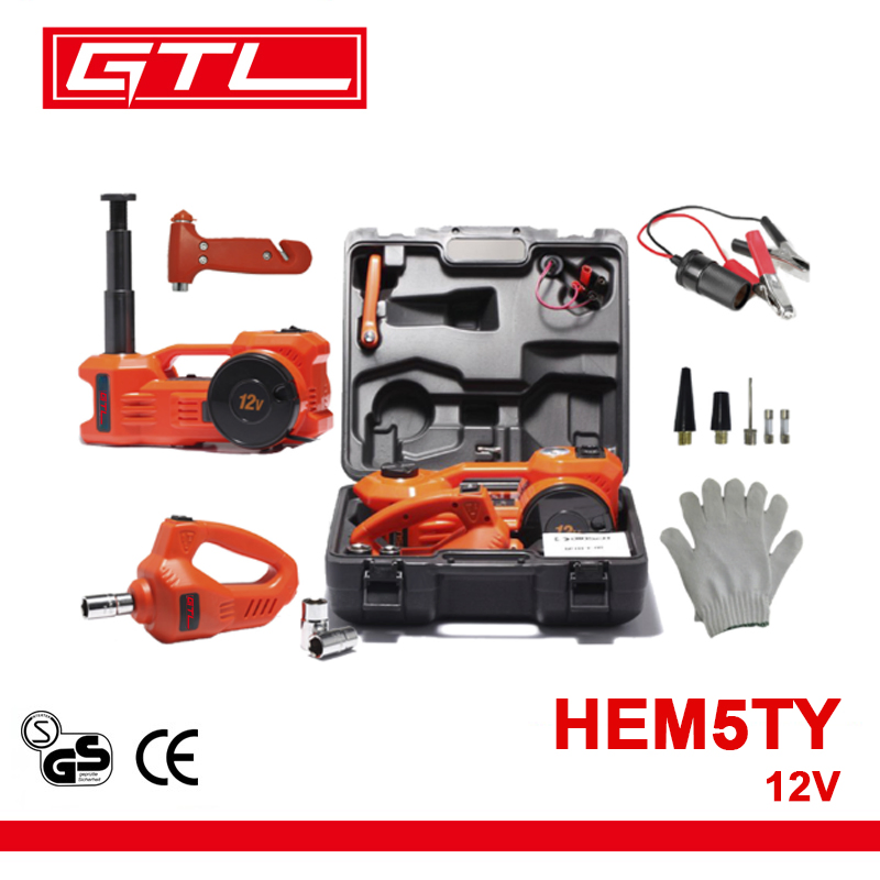 Kit de Ferramentas para Reparação de Carros 12V com Chave de Impacto Elétrica para SUV MPV Sedan Caminhão Troca de Pneus Garagem Macaco Elétrico / Chave de Impacto Elétrica / Bomba Infladora (HEM5TY)