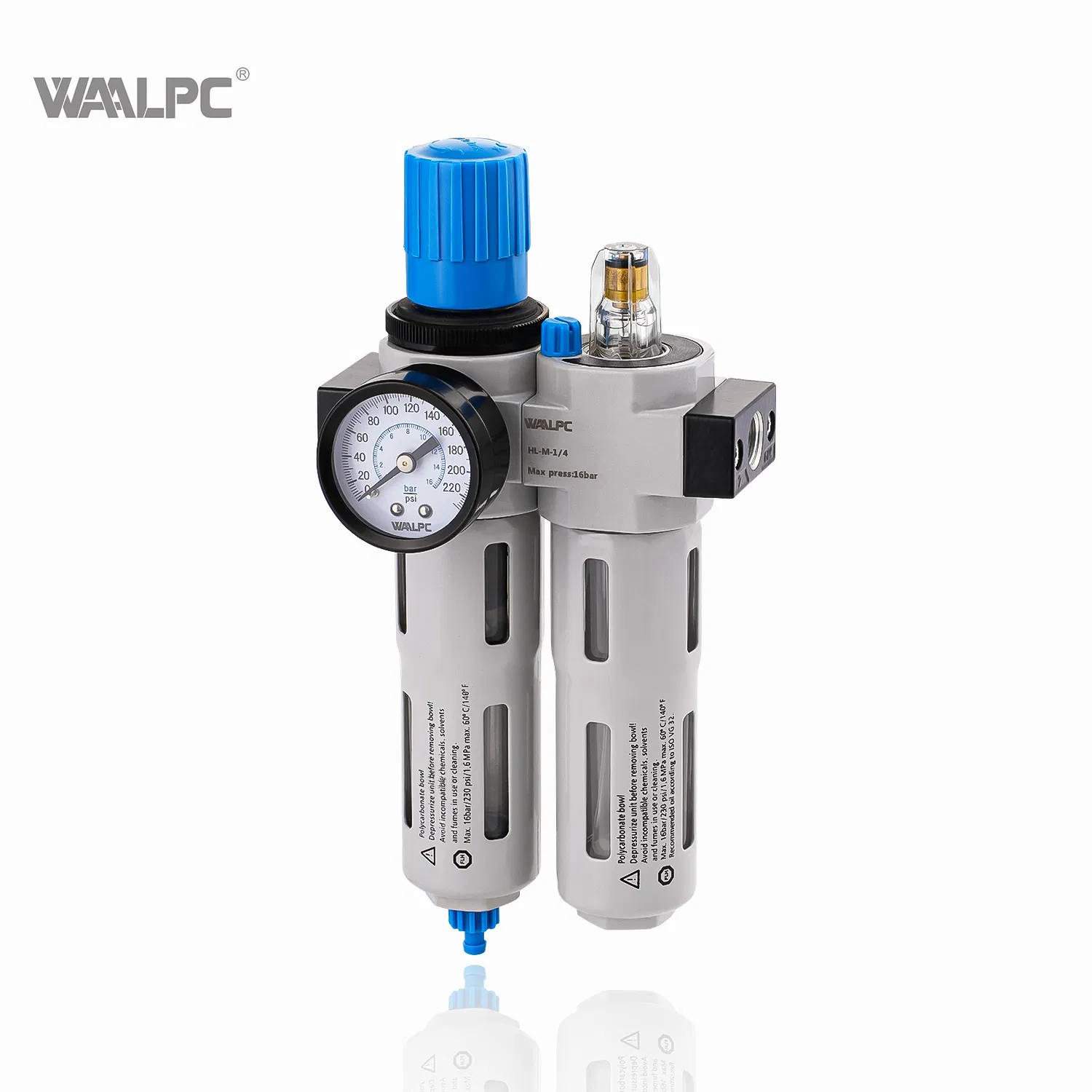 Waalpc 1/8" 1/4" 1/2" 5um 40um Tratamentos de Fonte de Ar Pneumático Frl Filtro de Ar Regulador Lubrificador Comprimido 3 Unidades de Manutenção de Combinação para Ar Comprimido