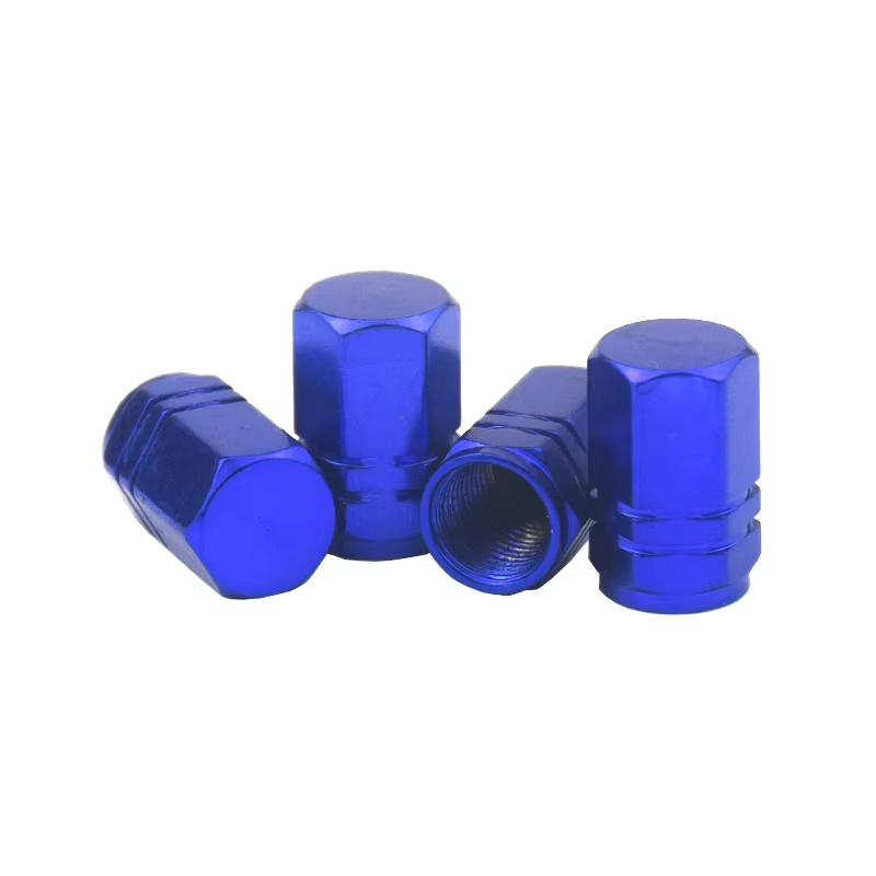 Tampas de Válvula de Pneus Hexagonais de Alumínio Multicoloridas à Prova de Poeira Universais para Automóveis e Motocicletas com Câmara de Ar