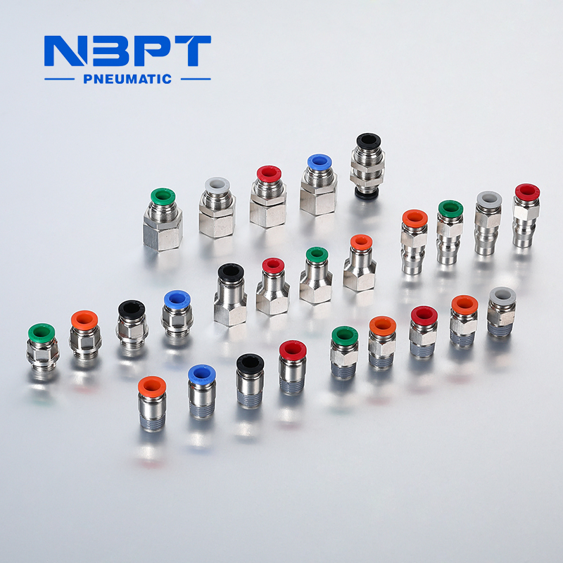 Novo acoplador rápido de ar Nbpt PC-R em latão e plástico, conexão pneumática por empurrar