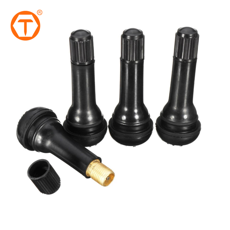 Válvulas de pneu curtas de borracha preta para serviço de pneus para carros e motocicletas