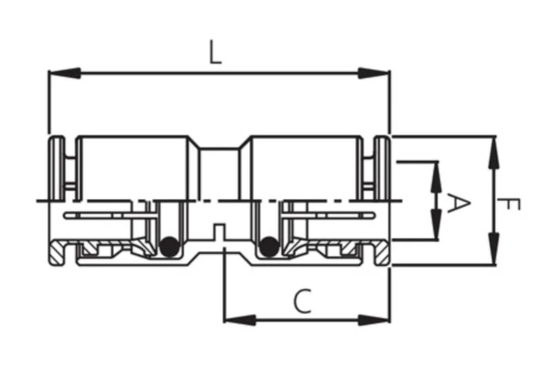 Conector Rápido Reta de Duas Vias