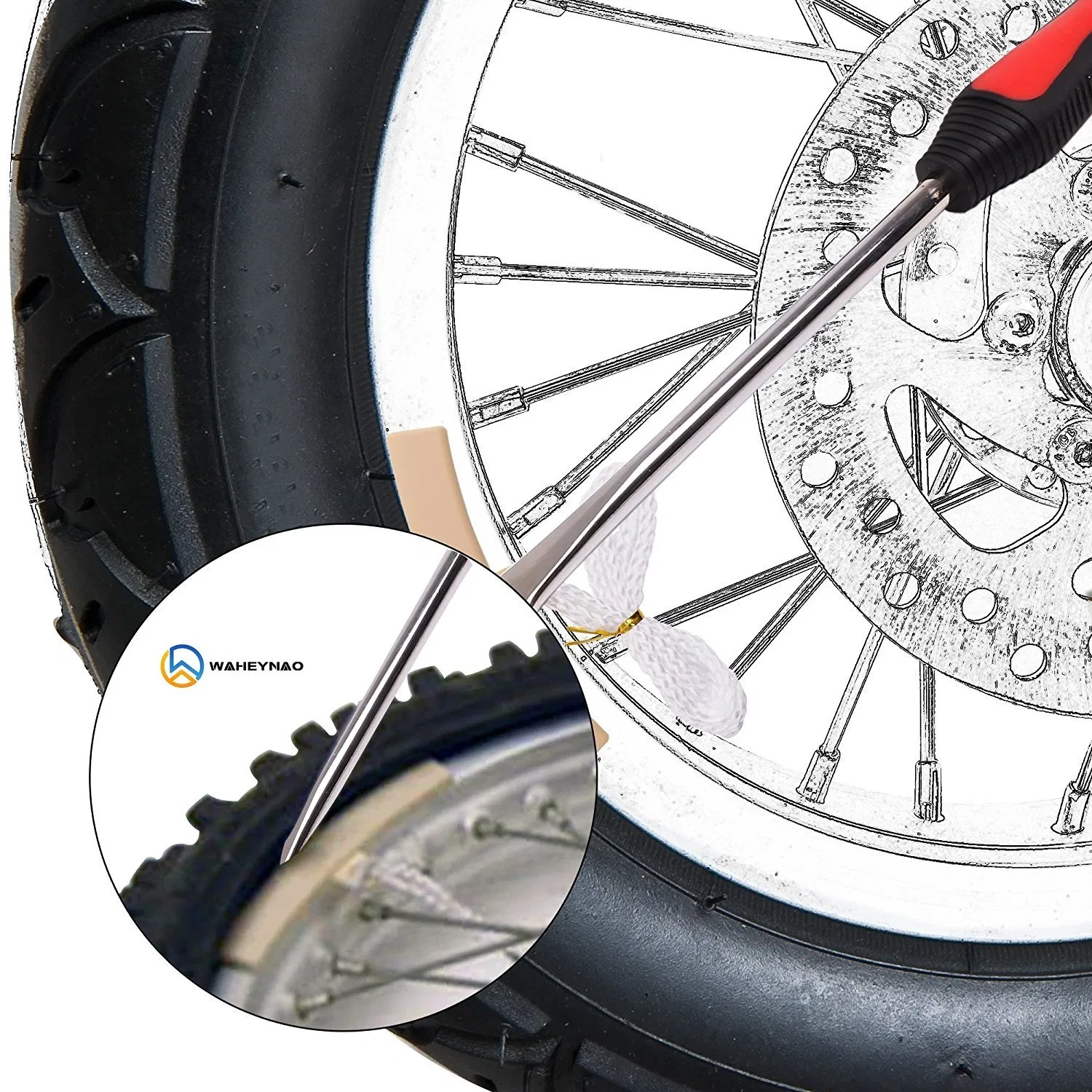 Waheynao 14.5" Colheres de Pneus Alavanca de Ferro Ferramenta de Troca de Pneus para Motocicleta Moto de Terra Cortador de Grama
