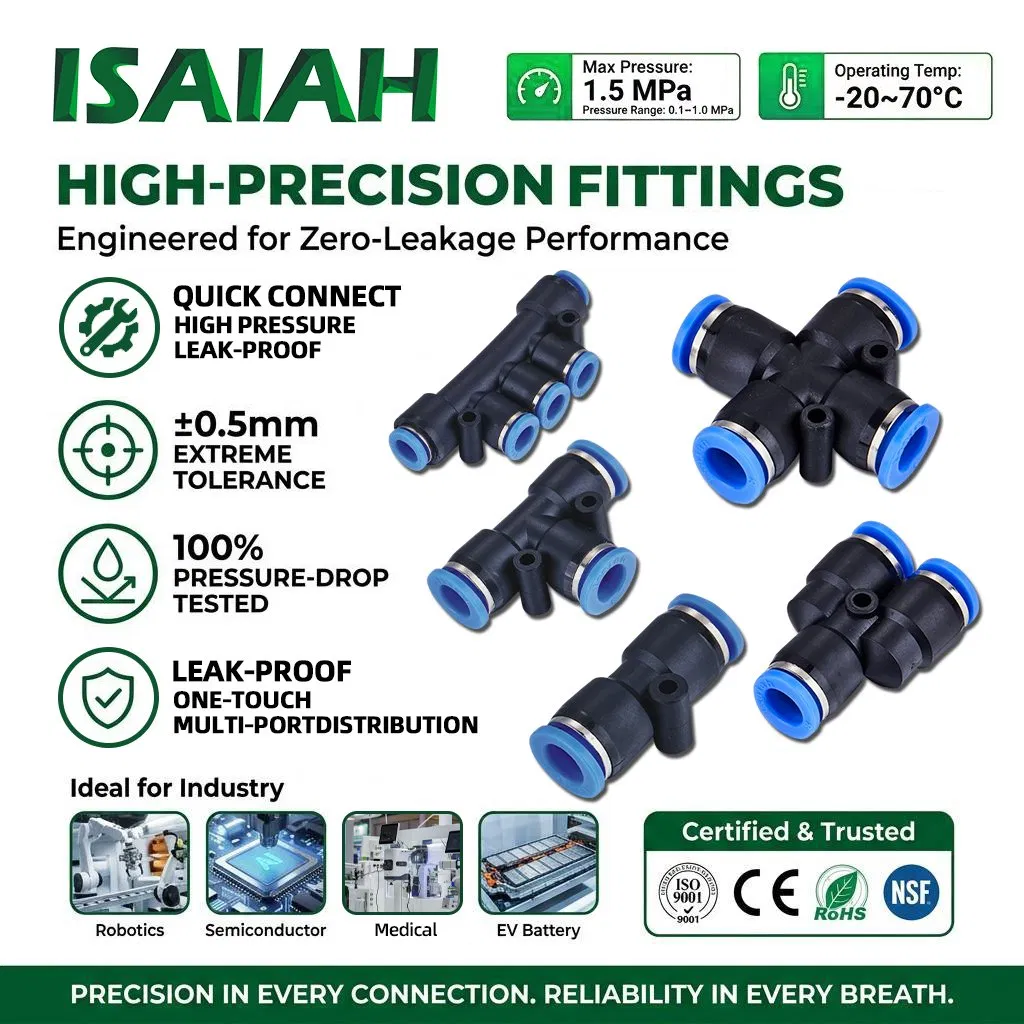 Conector de Mangueira de Ar de Liberação Rápida de União Tripla Multi Porta da Série Compact Pk 1/4 5/16 3/8 Polegada Acessórios Pneumáticos de Precisão Industrial