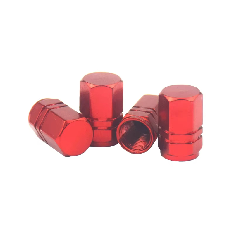 Tampas de Válvula de Pneus Hexagonais de Alumínio Multicoloridas à Prova de Poeira Universais para Automóveis e Motocicletas com Câmara de Ar