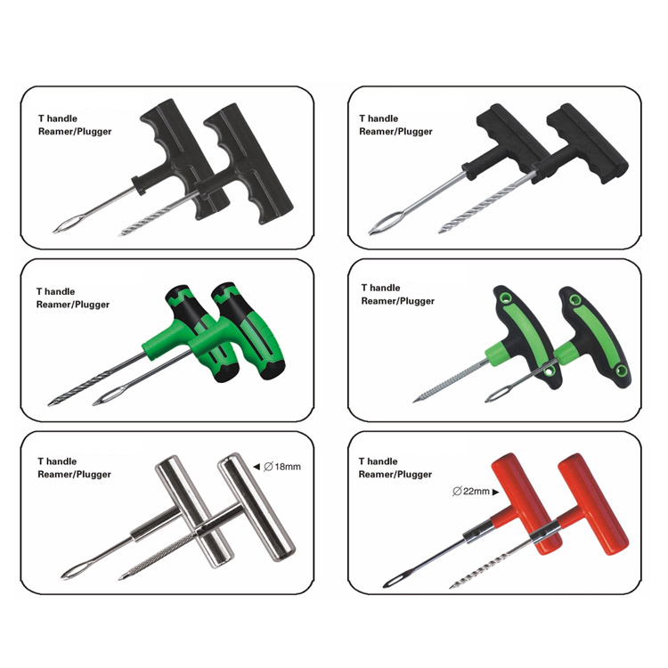 Kit de Reparação de Pneus T-Spanner para Reparação de Pneus Tubeless com Reamer, Plugador, Probe de Chave de Fenda