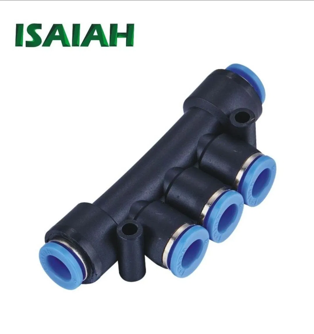 Conector de Mangueira de Ar de Liberação Rápida de União Tripla Multi Porta da Série Compact Pk 1/4 5/16 3/8 Polegada Acessórios Pneumáticos de Precisão Industrial