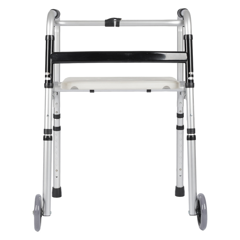 OEM Wholesale Upright Stand up Folding Adjustable Rollator Walker Medical Walking Frame with Seat for Elderly Adult